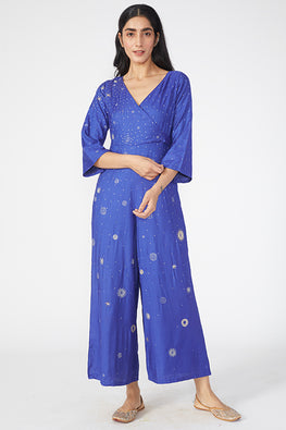 Okhai Cosmic Embroidered Wrap Blue Jumpsuit For Women Online