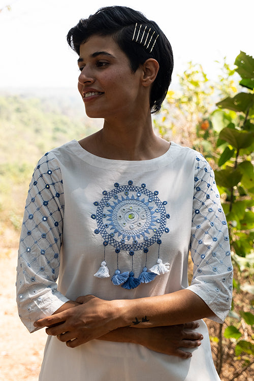 Okhai 'Saint' Organic Cotton Hand Embroidered Kurta Pant Set