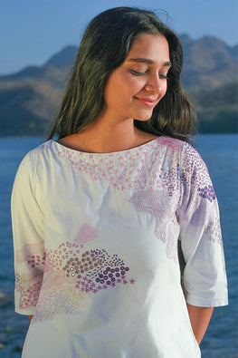 Okhai 'Tide' Pure Cotton Hand Embroidered Mirror Work Kurta Pant Set
