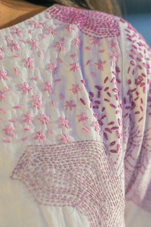 Okhai 'Tide' Pure Cotton Hand Embroidered Mirror Work Kurta Pant Set