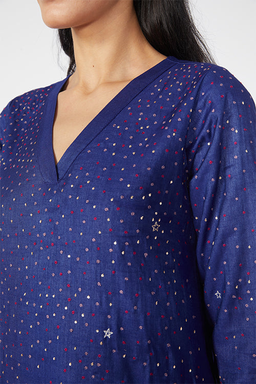 Heavenly Embroidered Blue Kurti Pant Set With Dupatta Online