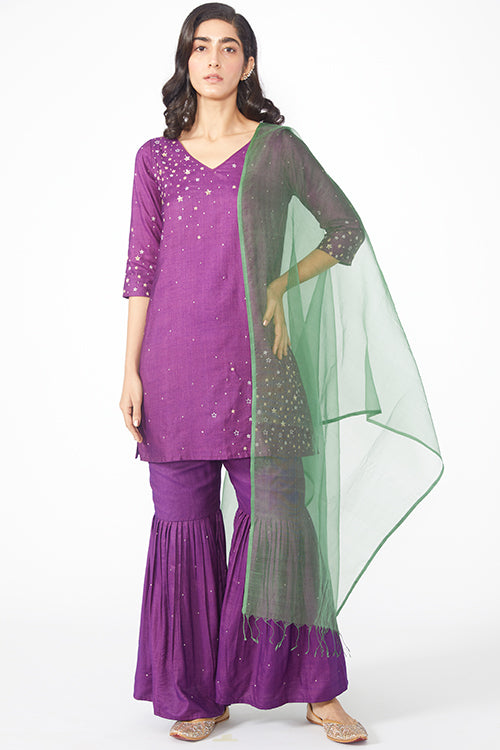 Okhai 'Angelic' Embroidered Kurta Sharara Dupatta Set