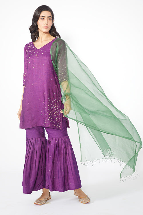 Okhai 'Angelic' Embroidered Kurta Sharara Dupatta Set