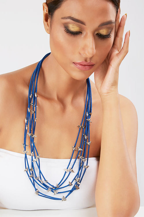 MayaBazaar-Blue Moon Silver Necklace