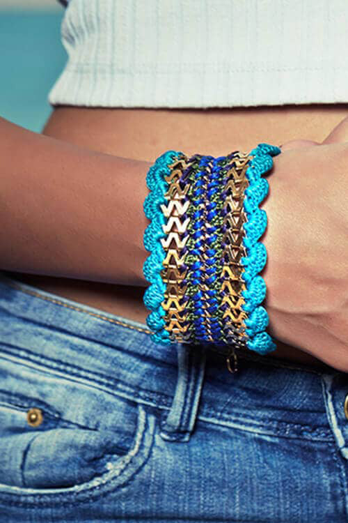 Mayabazaar 'Scalloped'  Nomad Silk Crochet Bracelet -2