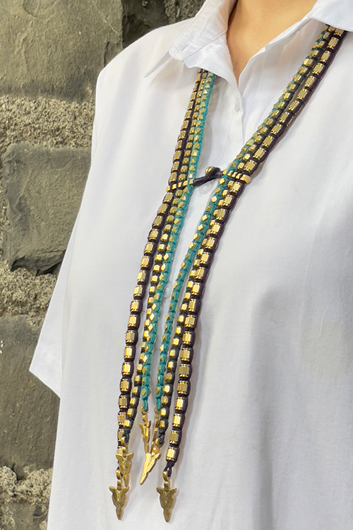 Mayabazaar 'Statement' Temple Dawn Tie Necklace-1