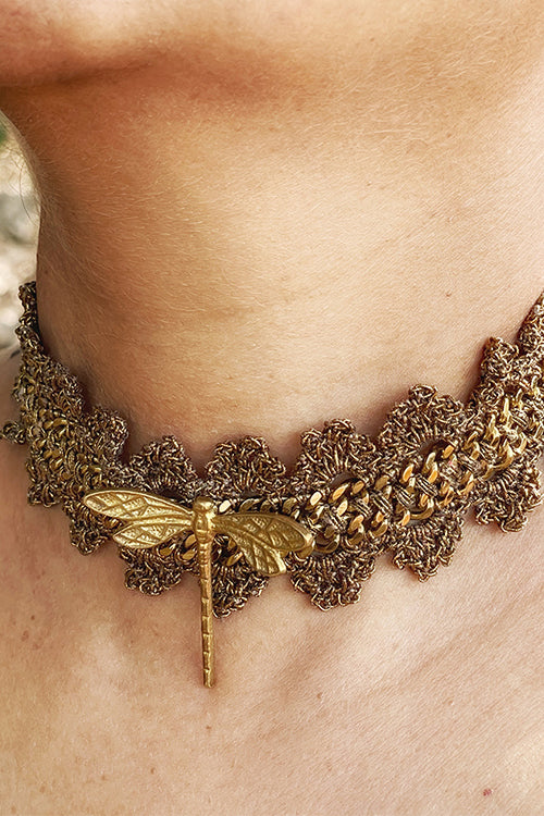 Mayabazaar 'Statement' Crochet Choker Zara Dragon Necklace