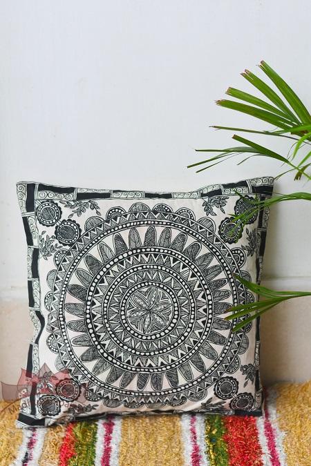 Madhubani Painting Abstract Nature Cushion-5