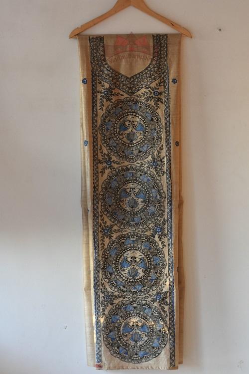 machli hand painted madhubani painting kurti pieces online