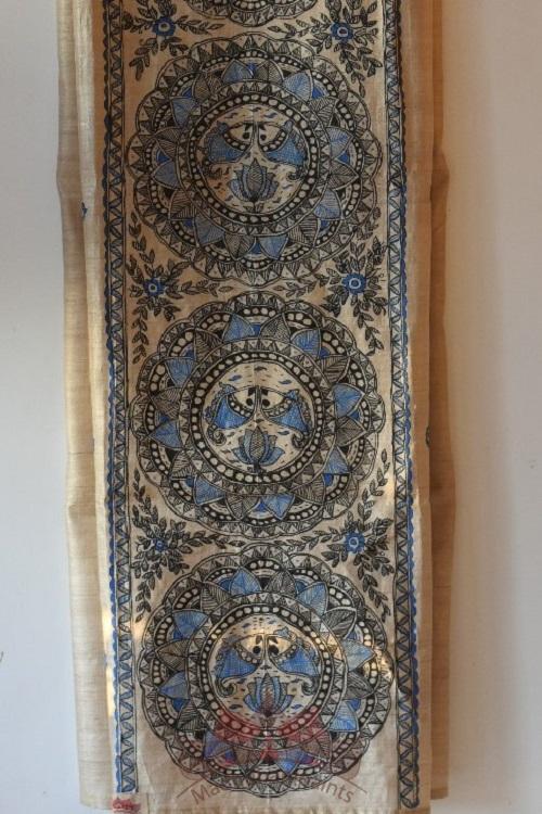 Machli Handpainted madhubani tussar Silk kurta