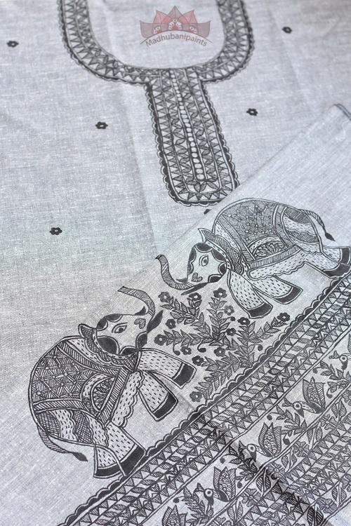 Happy Hathi hand painted madhubani painting kurti online