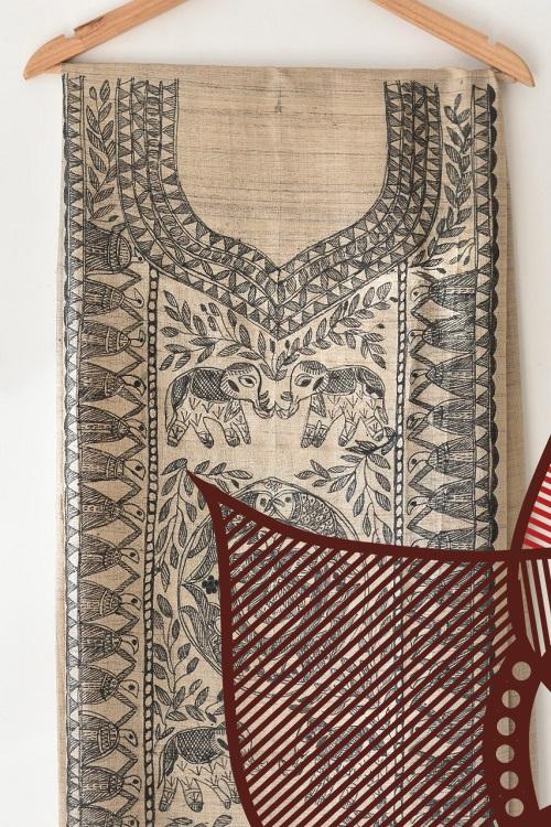 Nature Godhna hand painted madhubani painting kurti pieces online