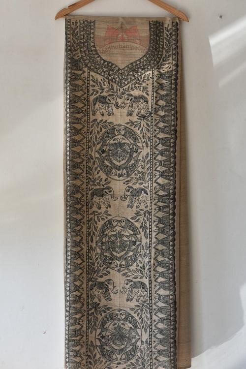 Nature Godhna hand painted madhubani painting kurti pieces online