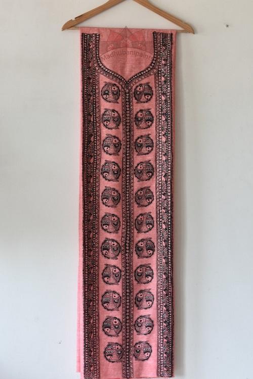 fish Saga red hand painted madhubani painting kurti online