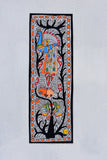 Madhubani Paints 'Peacock On Tree' Madhubani Handpainted Handmade Paper Wall Hanging