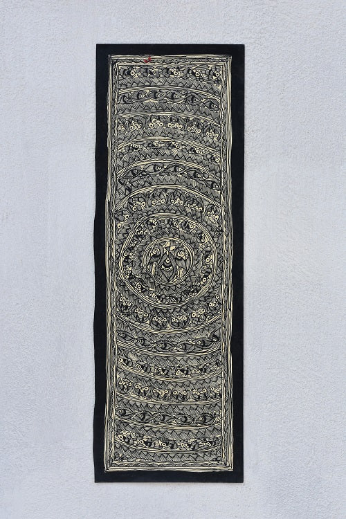 Madhubani Paints 'Detailed Fish' Madhubani Handpainted Handmade Paper Wall Hanging