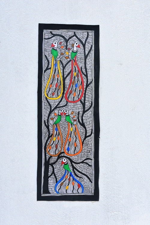 Madhubani Paints 'Mayur' Madhubani Handpainted Handmade Paper Wall Hanging