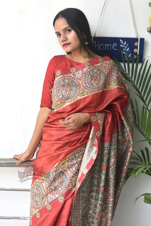 Madhubani Paints Mother Nature Madhubani Handpainted Saree