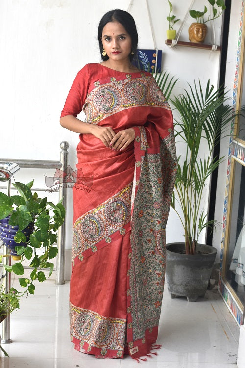 Madhubani Paints Mother Nature Madhubani Handpainted Saree