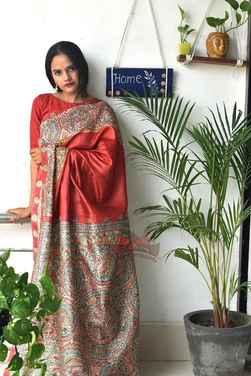 Madhubani Paints Mother Nature Madhubani Handpainted Saree