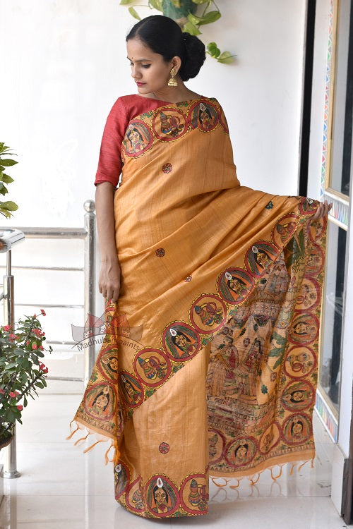 Madhubani Paints Bengali Vivah Madhubani Handpainted Saree