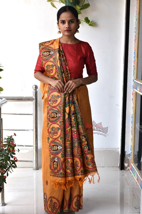 Madhubani Paints Bengali Vivah Madhubani Handpainted Saree