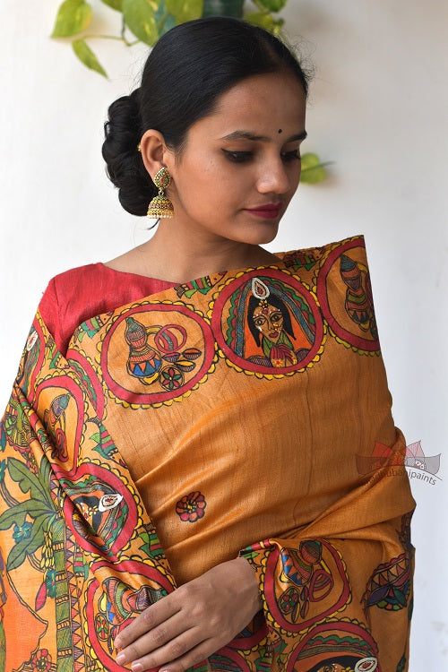 Madhubani Paints Bengali Vivah Madhubani Handpainted Saree
