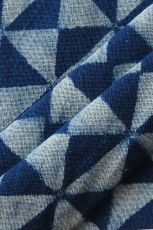 Moral Fibre Natural Indigo Triangle Square Fabric MORALFIBRE ( 0.5 m)