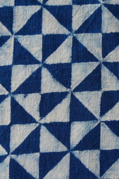 Moral Fibre Natural Indigo Triangle Square Fabric MORALFIBRE ( 0.5 m)