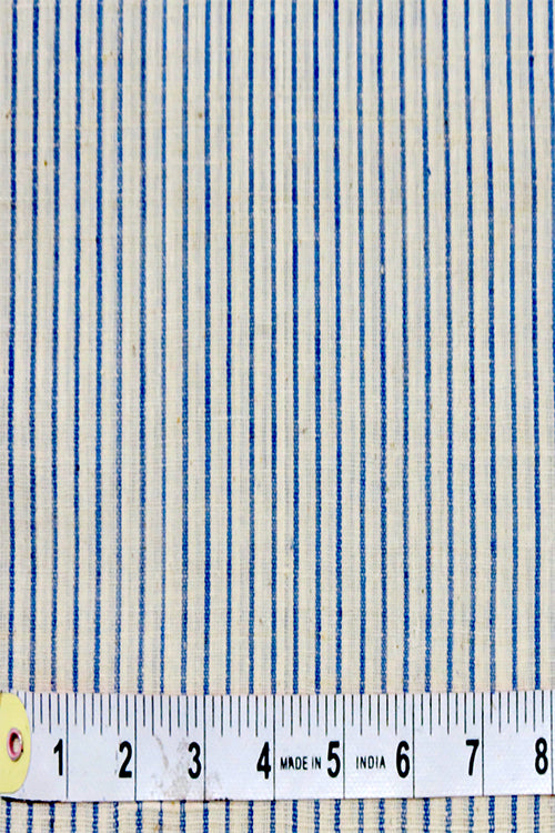 Moralfibre'-Cream & Blue Thin Stripe Fabric (0.5 Meter)