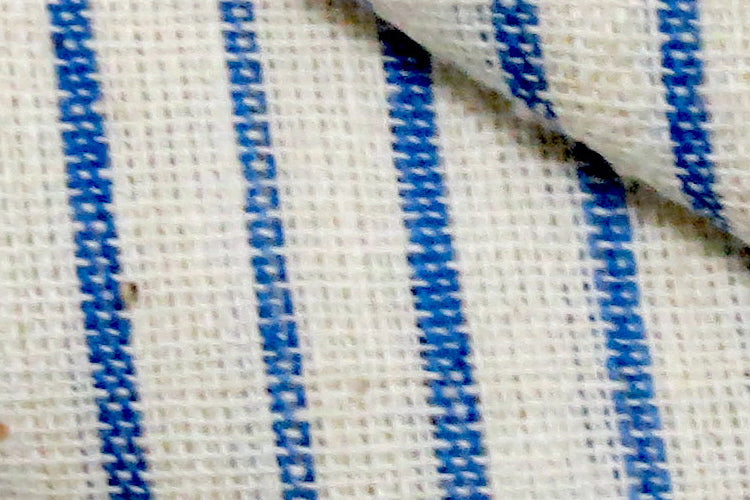Moralfibre'-Cream & Blue Thin Stripe Fabric (0.5 Meter)