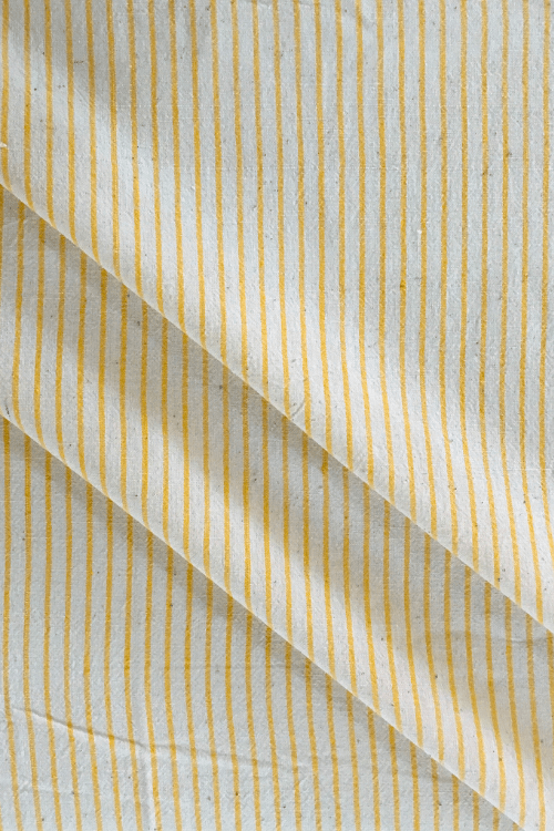 MORALFIBRE 'Off White & Cream' Handspun & Handwoven Striped Fabric (0.5 Meter)