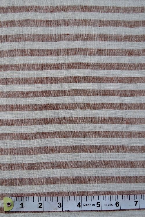 Moralfibre Organic Cotton Handpsun Handwoven 'Light Brown Stripe' Natural Yarn Dyed Fabric (0.5 meter)
