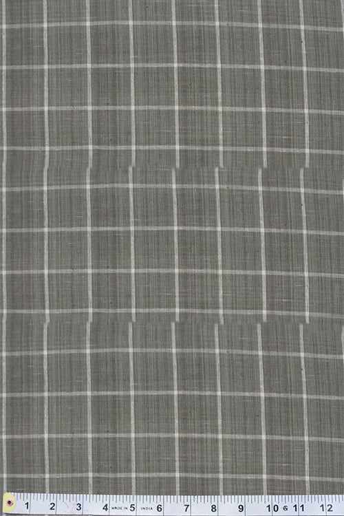 Moralfibre'-Grey & Cream 4Cm X 4Cm Checks Fabric (0.5 Meter)