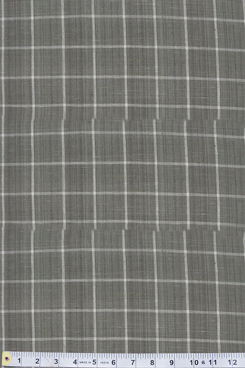 Moralfibre'-Grey & Cream 4Cm X 4Cm Checks Fabric (0.5 Meter)