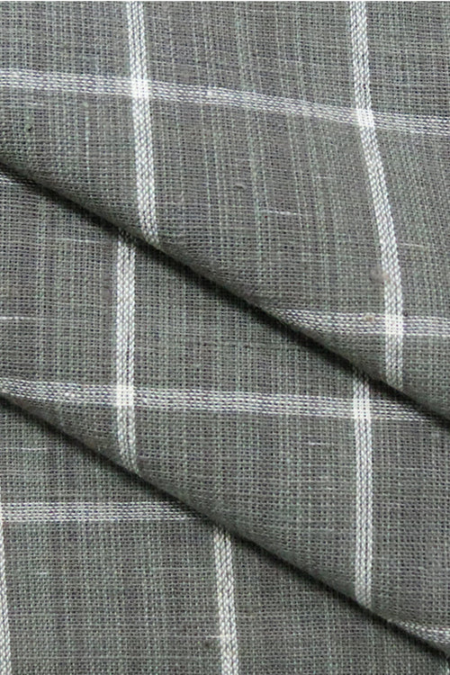 Moralfibre'-Grey & Cream 4Cm X 4Cm Checks Fabric (0.5 Meter)