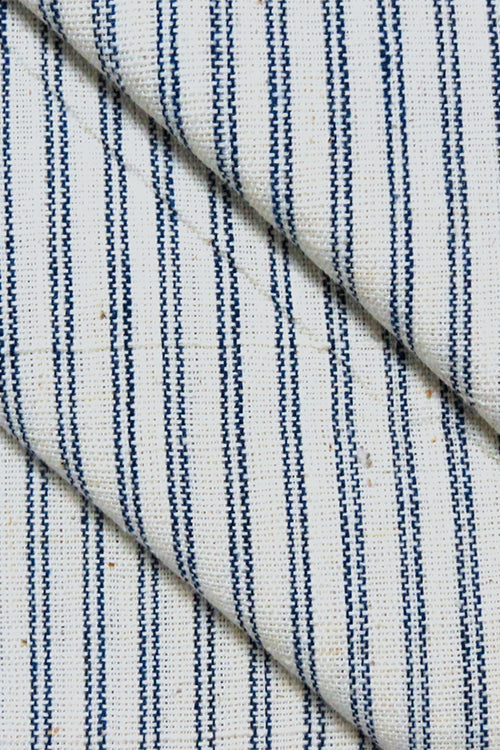 Moral Fibre Cream & Blue Stripe Fabric MORALFIBRE  ( 0.5 m)