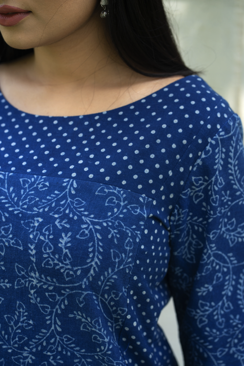 Moralfibre Natural Indigo Top - Creapers & Spots