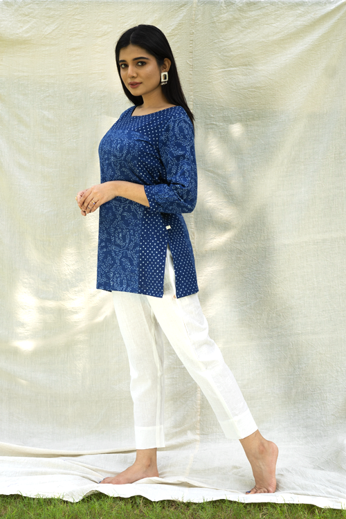Moralfibre Natural Indigo Top - Creapers & Spots