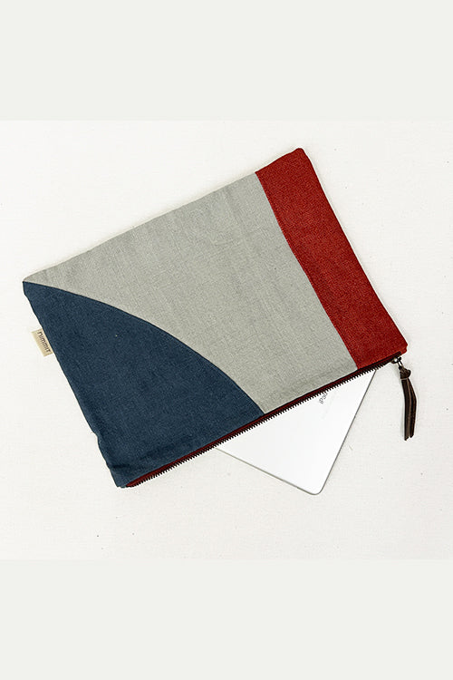 Nimmit Creations NM Repurpose Geometrical Grey-Rust Patched Pouch