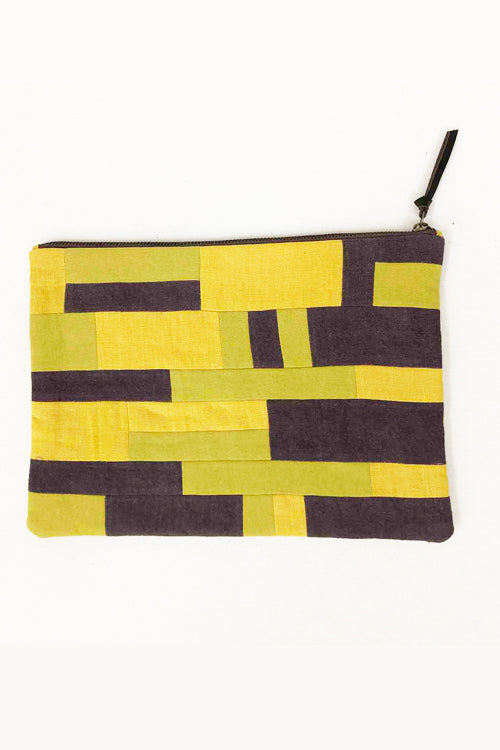 Nimmit Creations NM Repurpose Horizontal Yellow Multi Patched Pouch