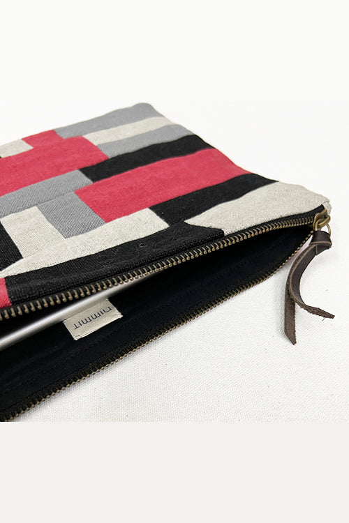 Nimmit Creations NM Repurpose Horizontal Grey Multi Patched Pouch