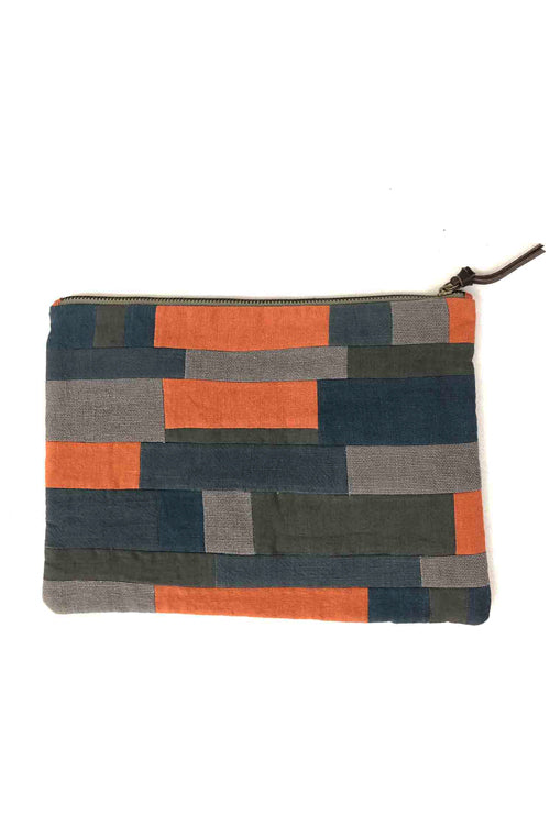 Nimmit Creations NM Repurpose Horizontal  Rusty-Grey Patched Pouch