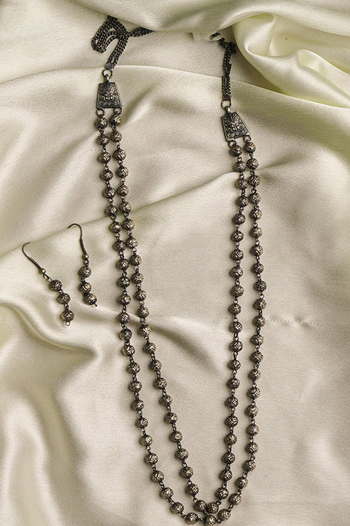 TICH Pure Silver Traditional Maharashtrian Neckpiece - Mohanmala (Double String)