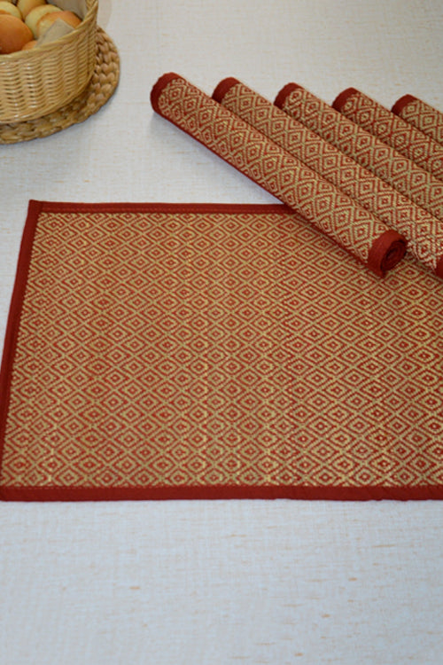 Dharini Madurkathi Diamond Placemats (Maroon)