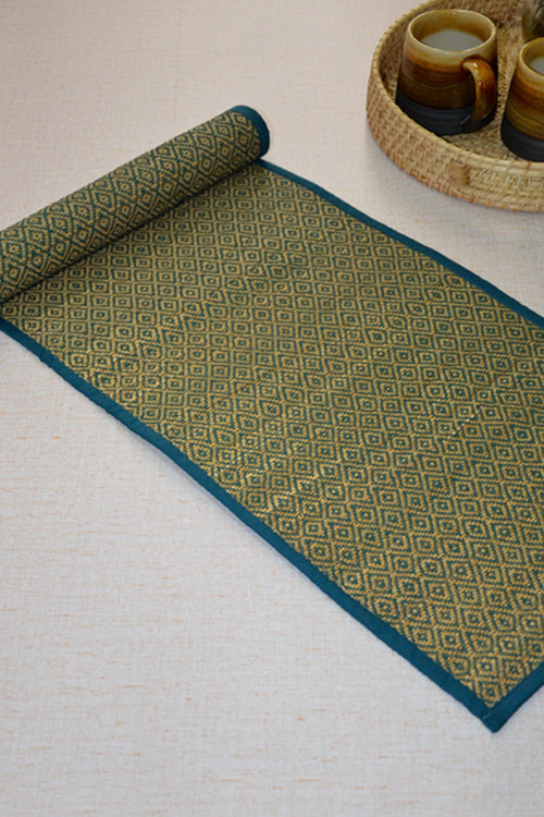 Dharini Madurkathi Diamond Table Runner (Blue)