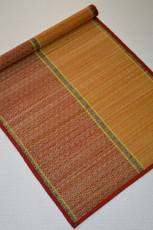 Dharini Madurkathi Floor Mat Maroon Orange (2ft x 5ft)