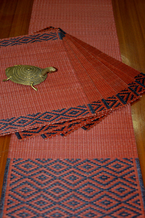 Dharini Masland Mats & Runner Set (Red-Charcoal)