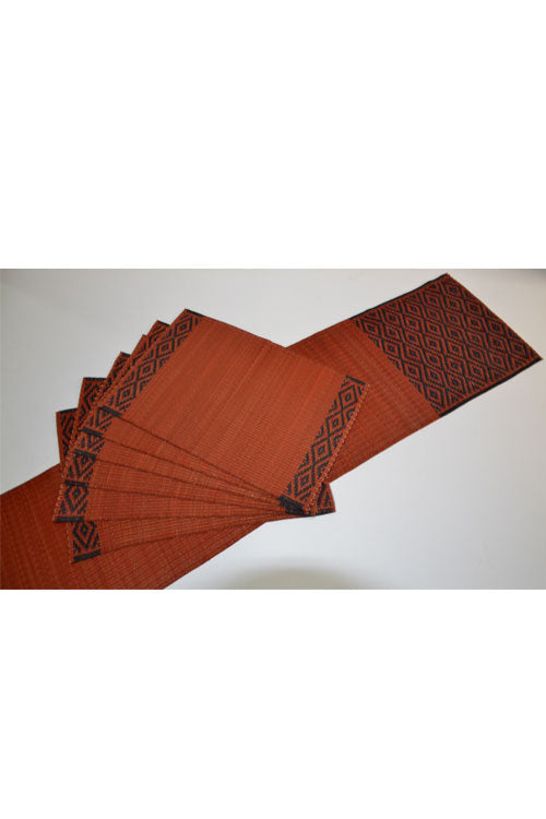 Dharini Masland Mats & Runner Set Red-Charcoal (Set Of 7)