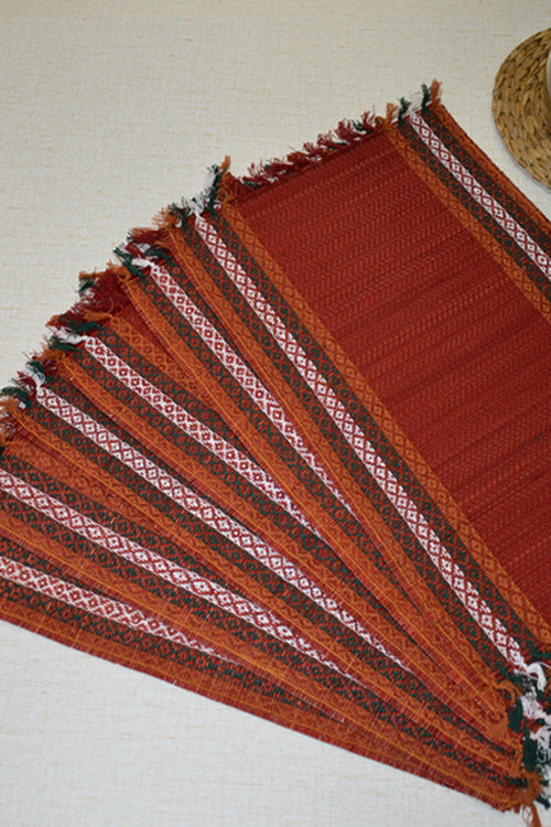 Dharini Madurkathi Tassels Placemats Maroon (Set of 6)